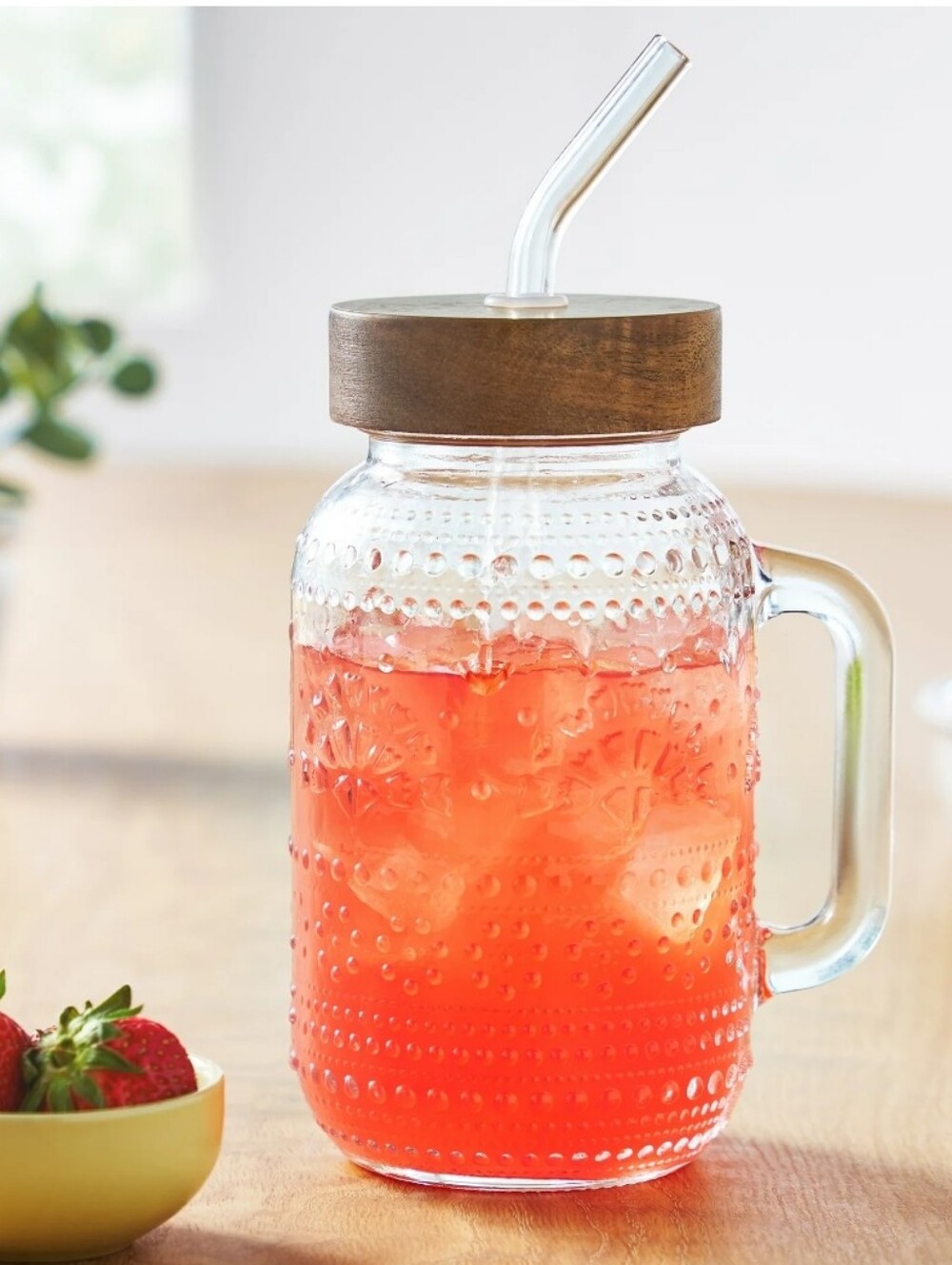 New Pioneer Woman Channing 32oz Tumbler with Wood Lid and Straw